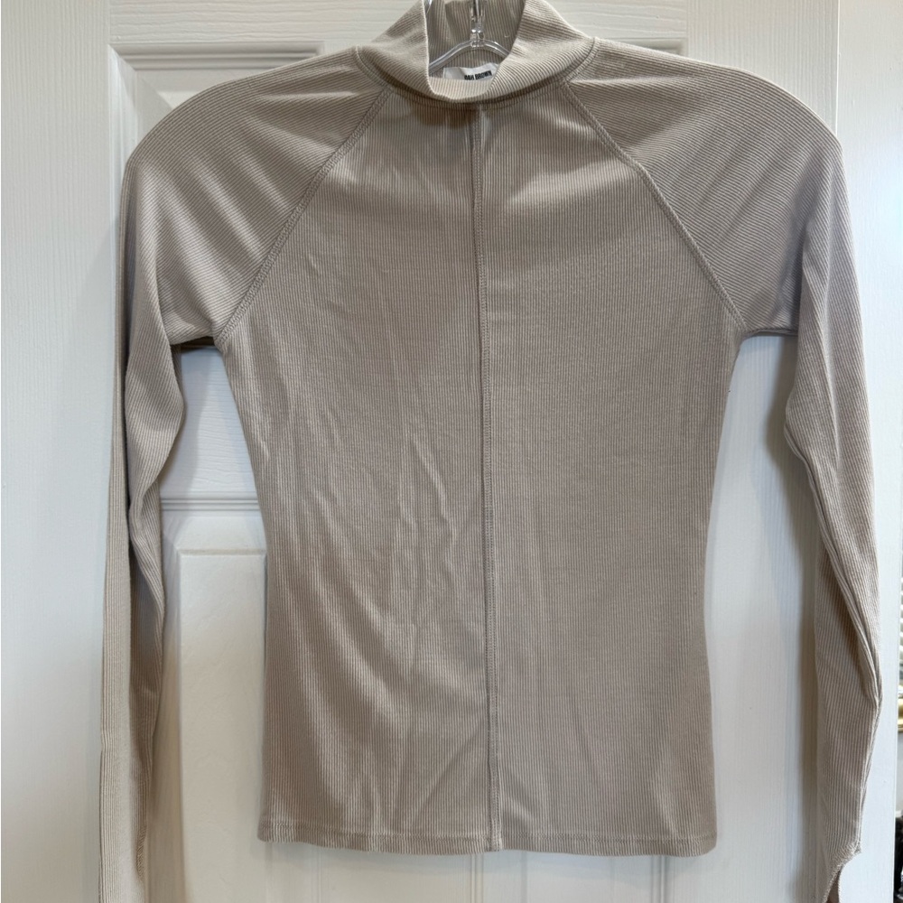 Joah Brown Ribbed Taupe Long Sleeve